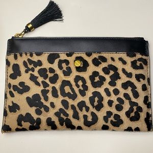 J. Crew NWT Leather Calf Hair Leopard Print Clutch Wallet